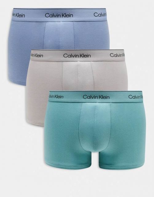 送料無料 カルバンクライン メンズ トランクス アンダーウェア Calvin Klein modern cotton trunks 3 pack in beige|blue|green beige|blue|green