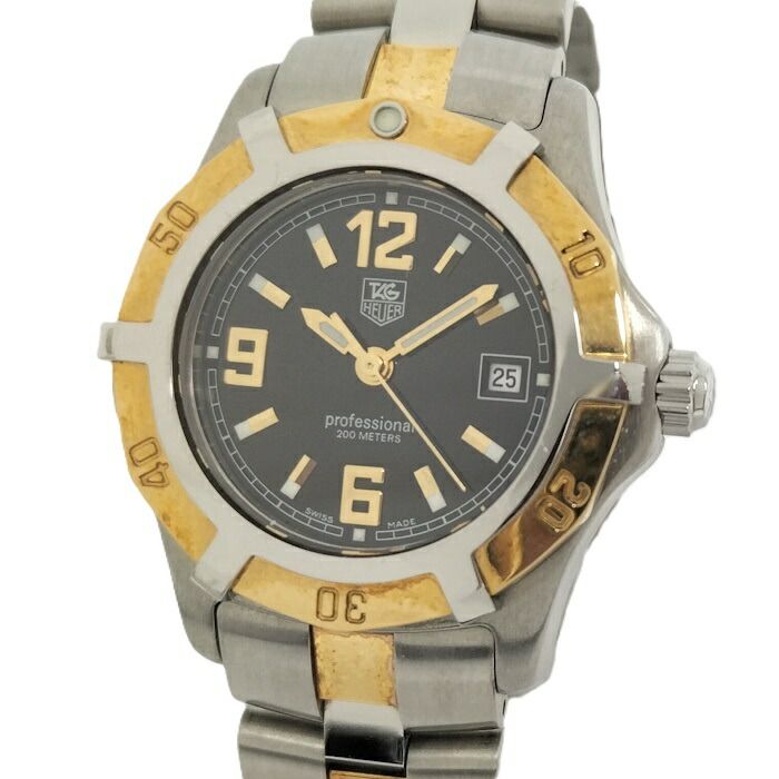 TAG Heuer 腕時計 エクスクルーシブ2000 プロフェッショナル SS GP クオーツ ブラック文字盤 WN1354