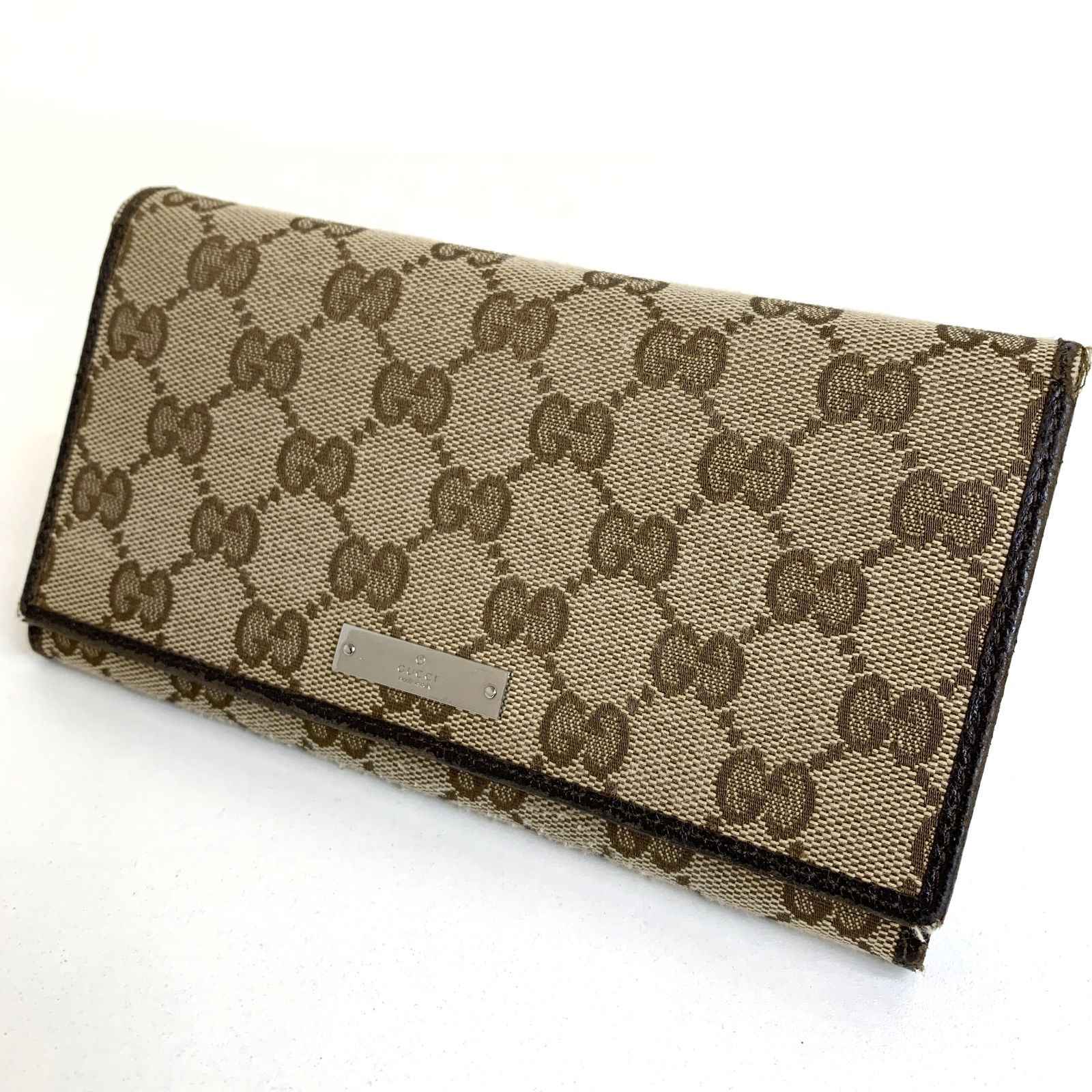 【超美品】GUCCI グッチ 長財布 キャンバス ロゴプレート GG柄 レザー グッチ 長財布 レディース オフィディア ジップアラウンド