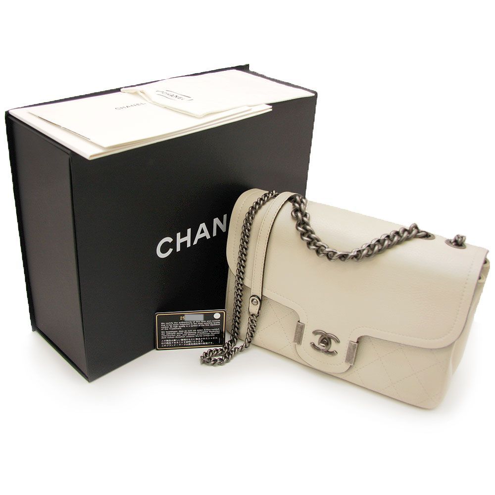 CHANEL アイボリー チェーンショルダーバッグ 良品 】CHANEL シャネル ショルダーバッグ アーキシック フラップ