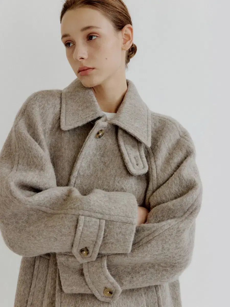 フォレット アルパカ ハーフ コート グレー ベージュ