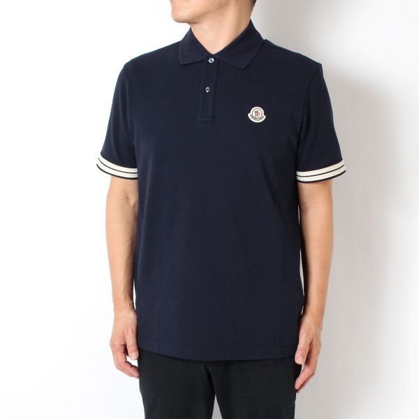 MONCLER モンクレール ポロシャツ 鹿の子 ネイビー 襟ロゴ 袖ワッペン MONCLER - MONCLER モンクレール ポロシャツ サイズ:S 09AW ワン