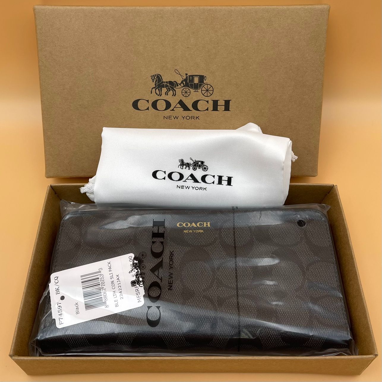 未使用】COACH コーチ 長財布 F74597 BK/CQ シグネチャー