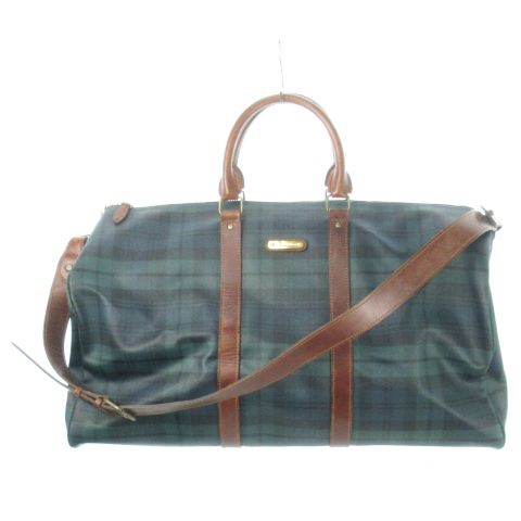 ポロ ラルフローレン POLO RALPH LAUREN ボストンバッグ 2way ショルダーバッグ PVC レザー ブラックウォッチ ロゴ 青 ブルー |MN3 GY18