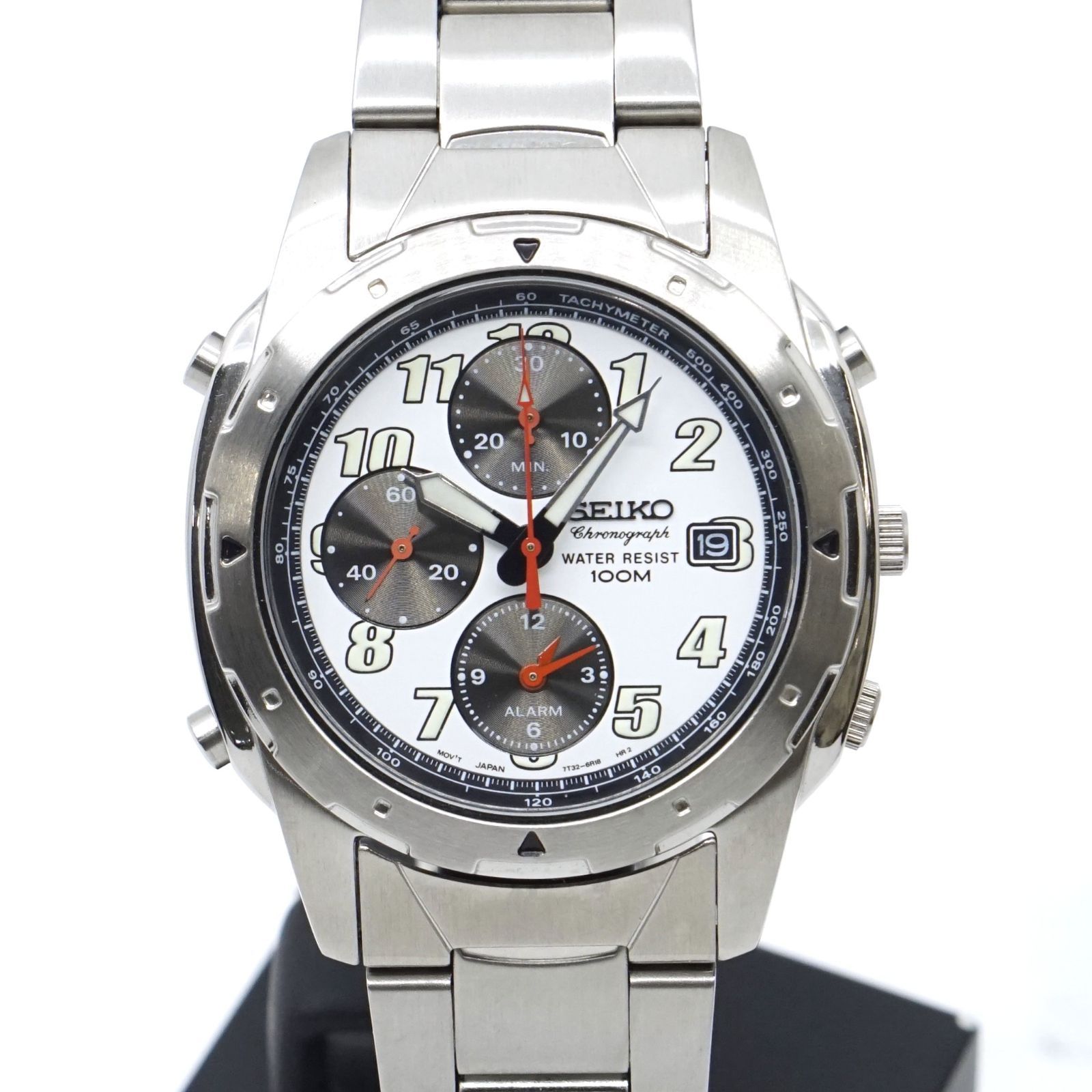 セイコー SEIKO 7T92-6M30 SDWE75P1 100m防水 クロノ ホワイト クォーツ 稼働品 25-M-838