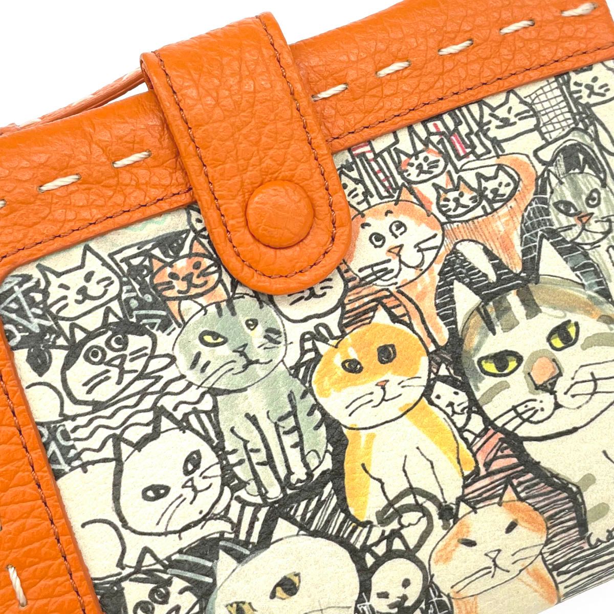 美品 Manhattaner's マンハッタナーズ 二つ折り 財布 オレンジ 美品 Manhattaner's マンハッタナーズ 二つ折り 財布 オレンジ