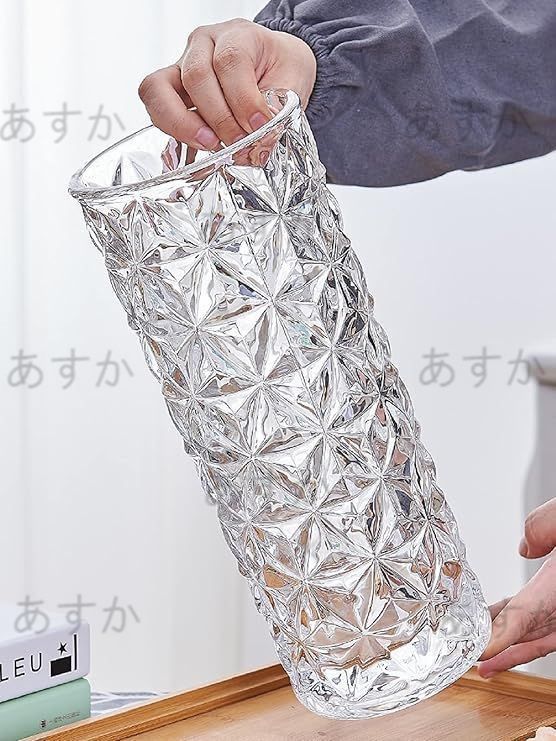 【あすか】花瓶 フラワーベース 花器 ガラス 円柱 おしゃれ シンプル モダン 透明 生け花 シリンダー インテリア 部屋 玄関 リビング 飾り お店 ホテル プレゼント 贈り物 (口径：12cm 高度：30cm)
