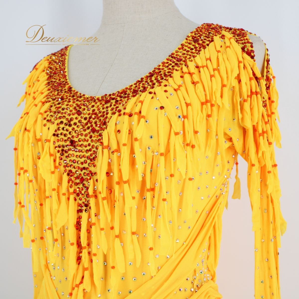 【美品 社交ダンス衣装】イエロー zdenka arko ズデンカ・アルコ ラテン ドレス ワンピース 黄色 オレンジ フリンジ デモ 美品 社交ダンス衣装】イエロー zdenka arko ズデンカ・アルコ