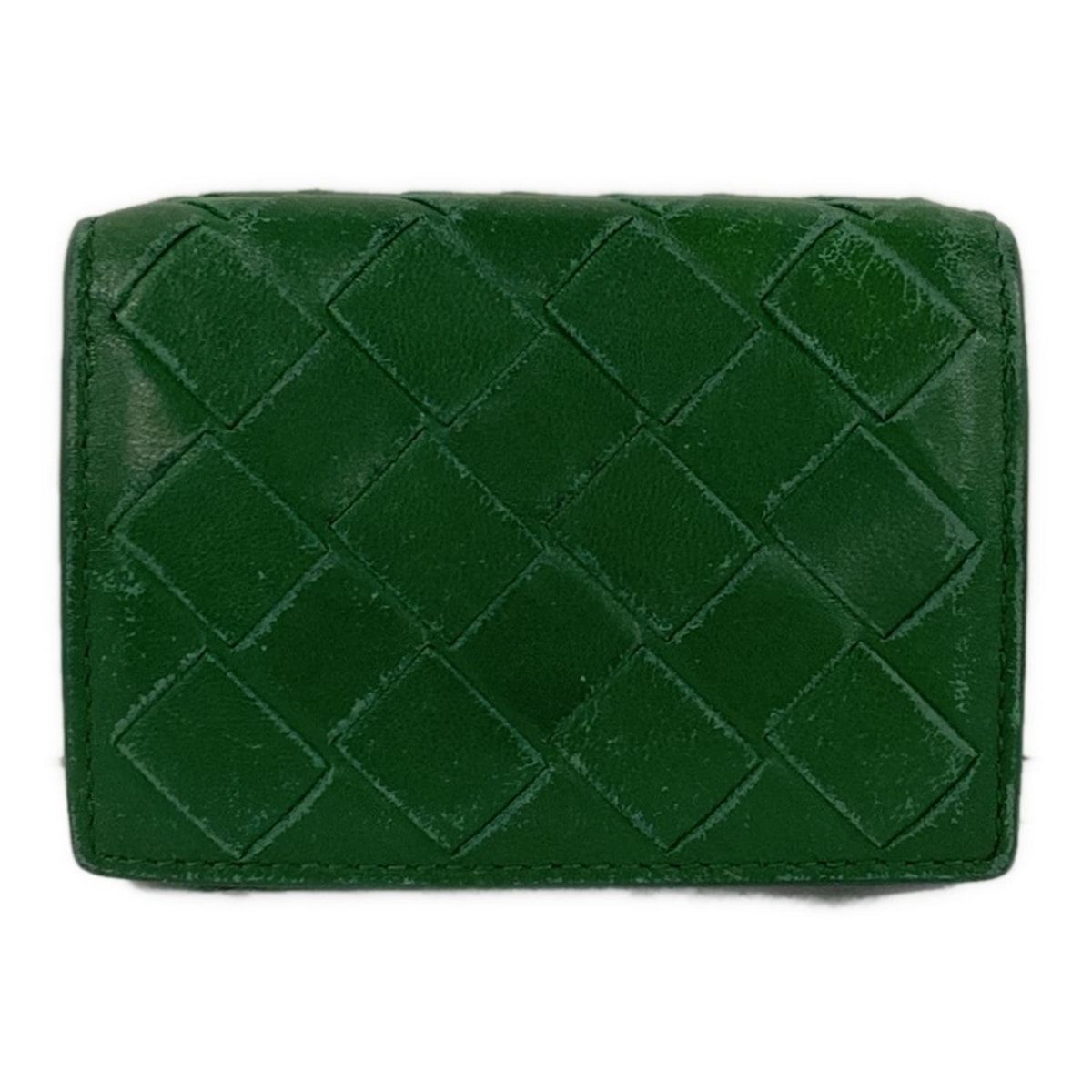 BOTTEGA VENETA ボッテガヴェネタ 3つ折り財布 マキシイントレチャート グリーン レザー