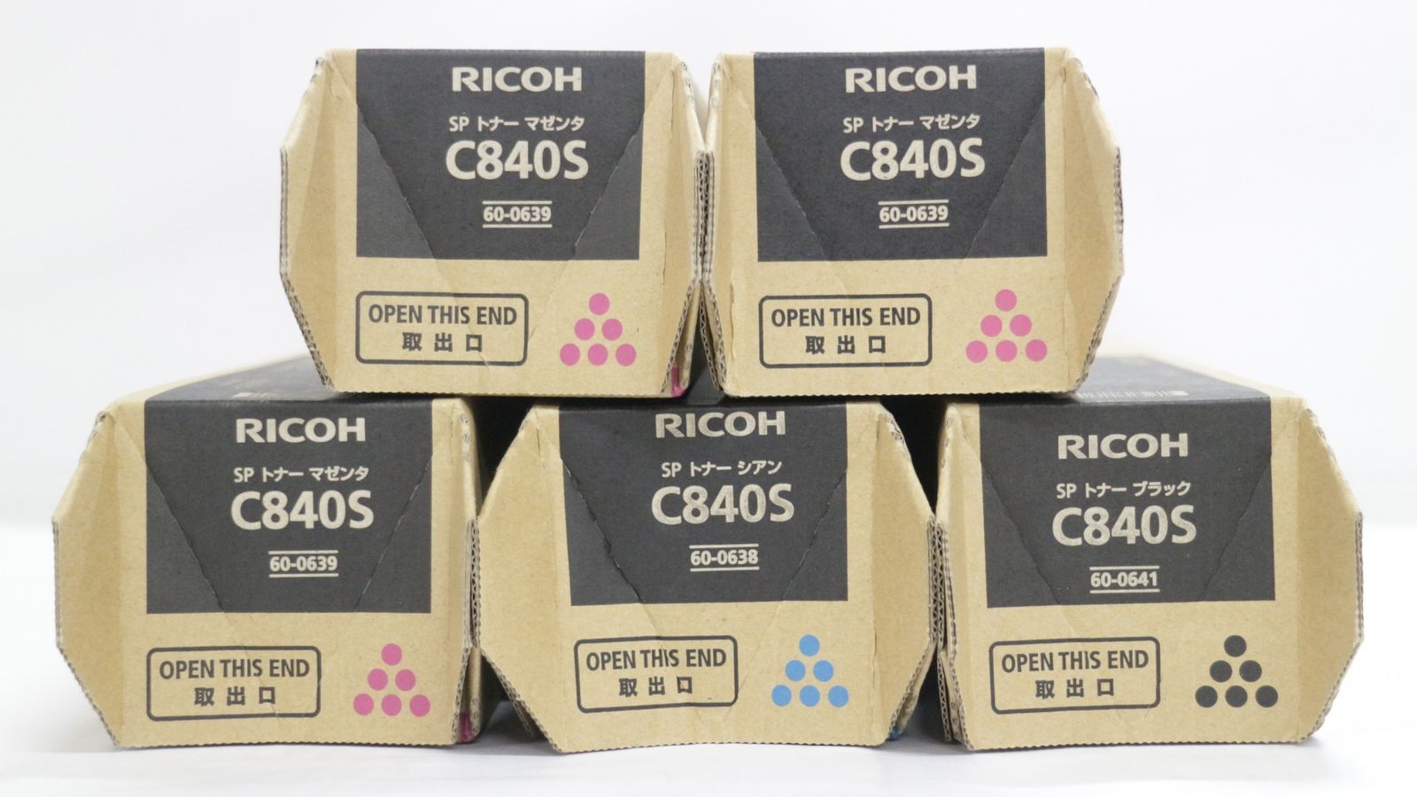 ♥ RICOH 純正 トナー C840S 3色5本 シアン マゼンタ ブラック リコー ITJQPWHJMGDW-D-F25-byebye