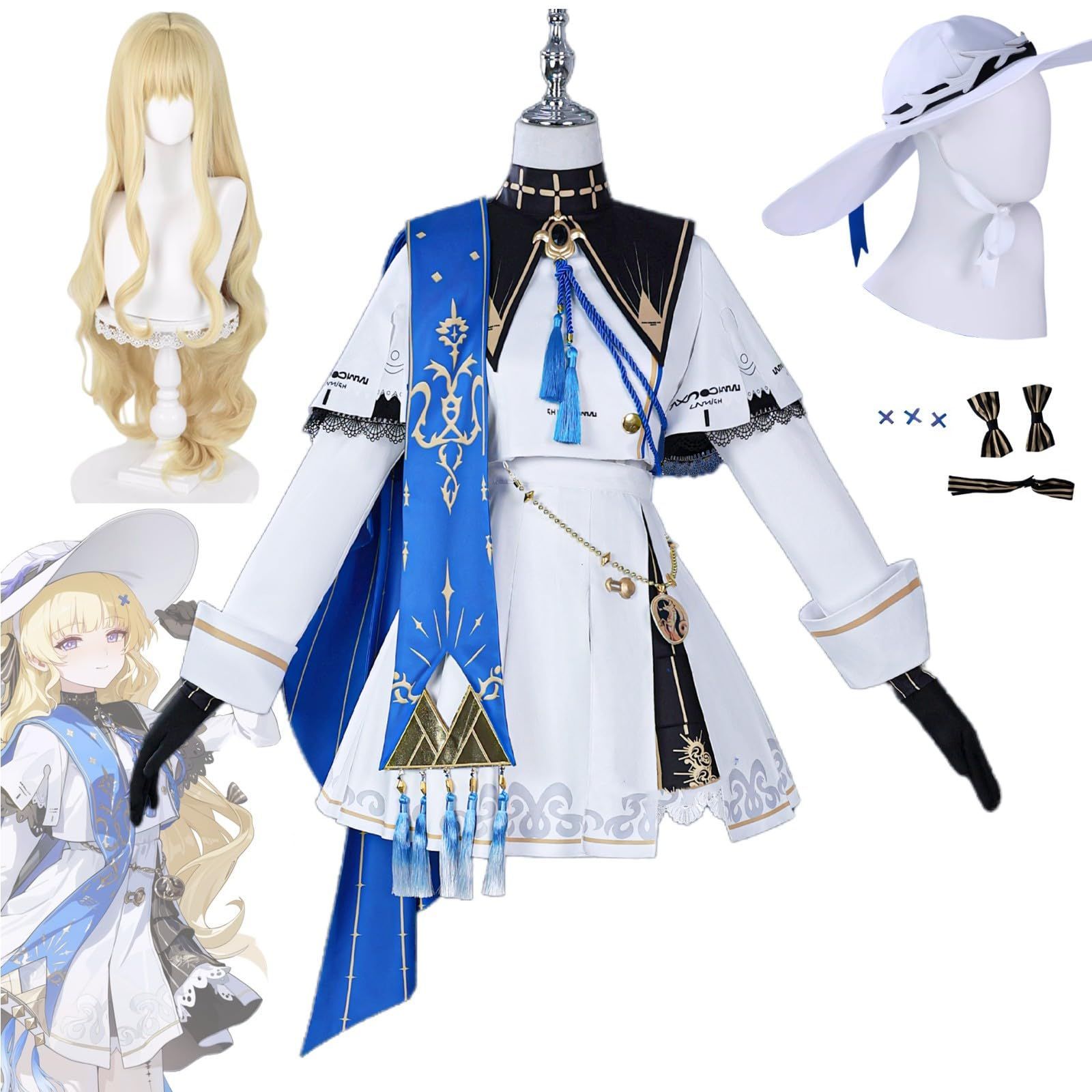 CHIASA 鳴潮 フィービー Phoebe コスプレ衣装セット ウィッグ 帽子 髪飾り付き 全小物付き Wuthering Waves コスプレ コスチューム ステ ハロウィン