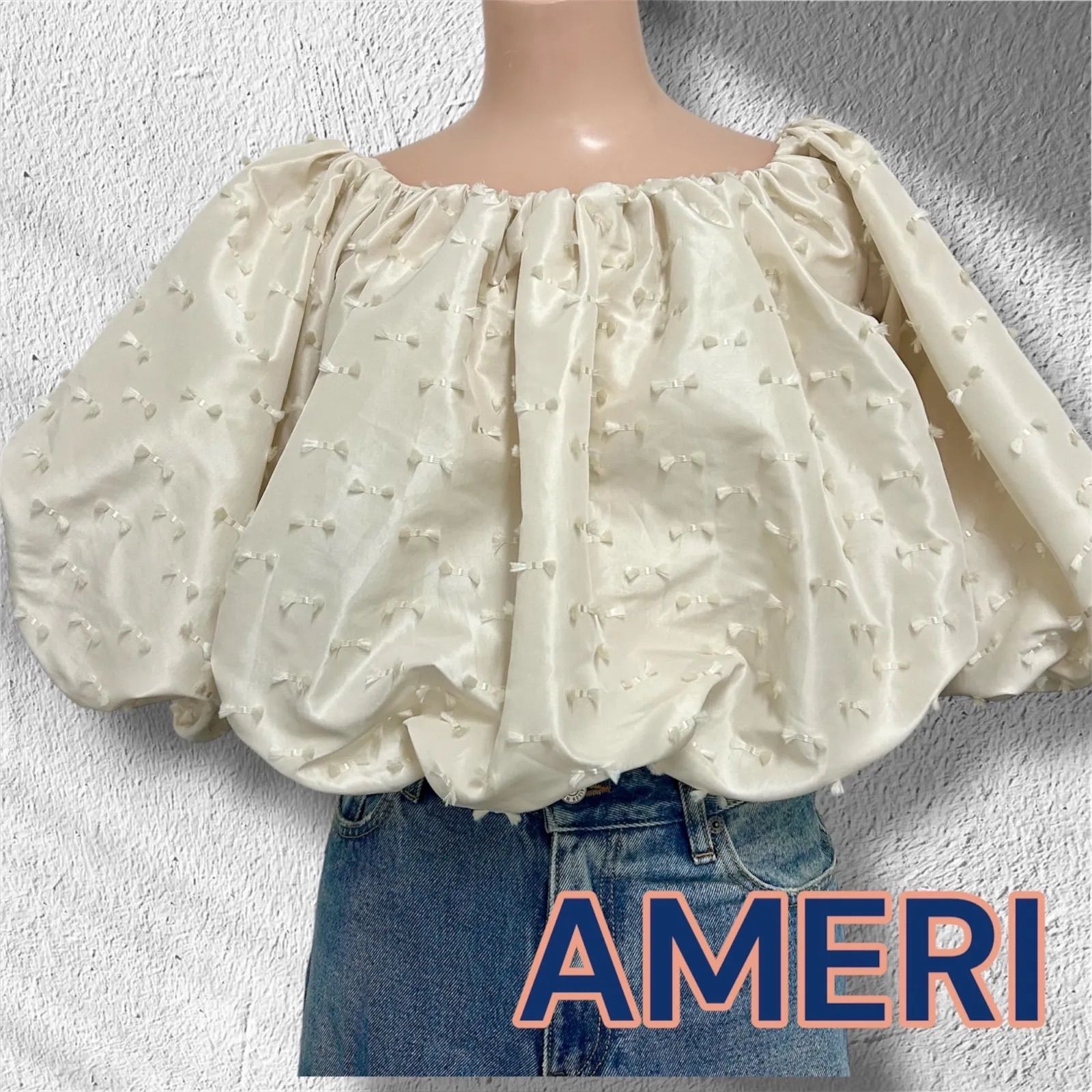 ameri RIBBON LIKE BALLON SHORT TOP AMERI RIBBON LIKE BALLON SHORT TOP