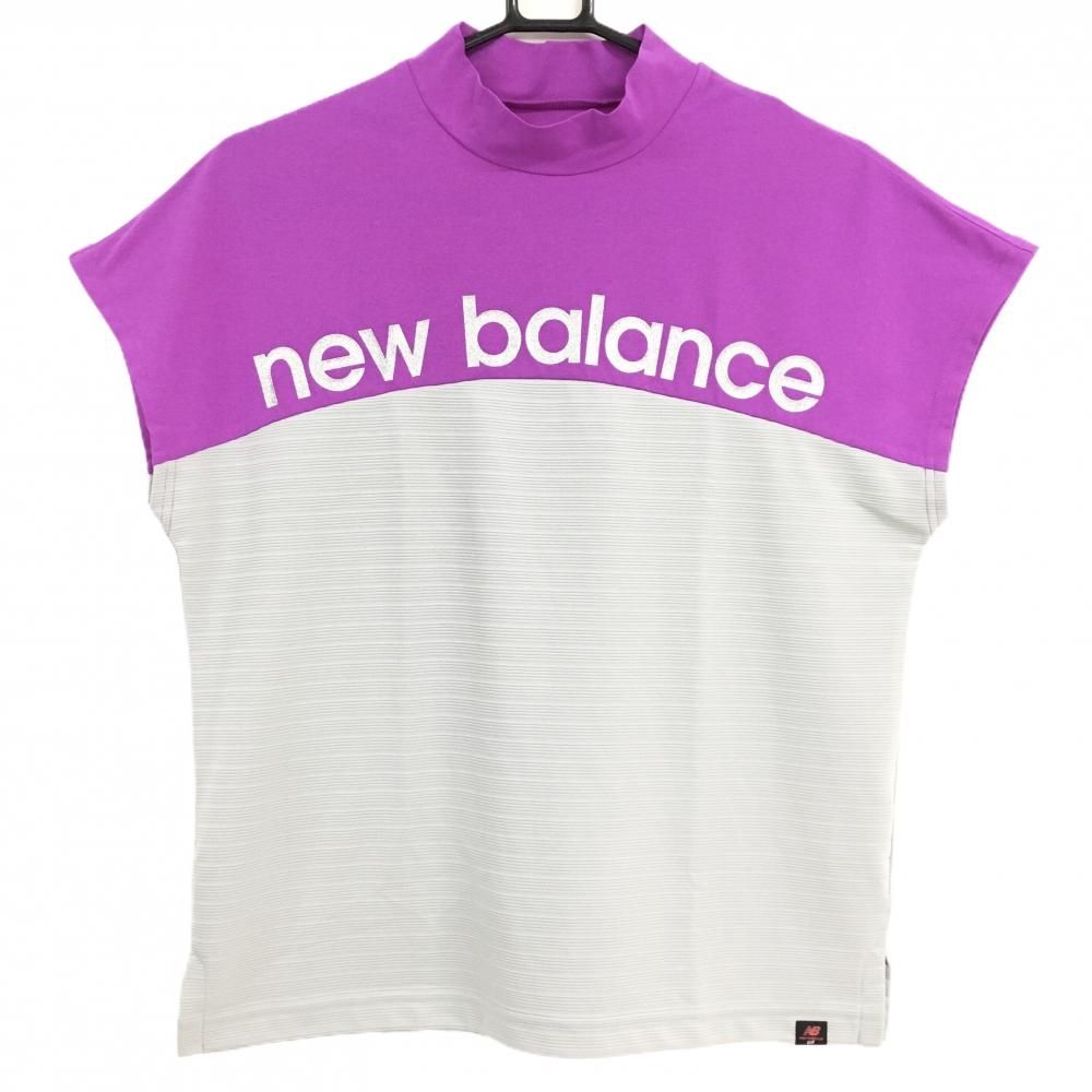 SALE価格【超美品】ニューバランスゴルフ 半袖ハイネックシャツ パープル×グレー  レディース 2(L) ゴルフウェア 2023年モデル New Balance