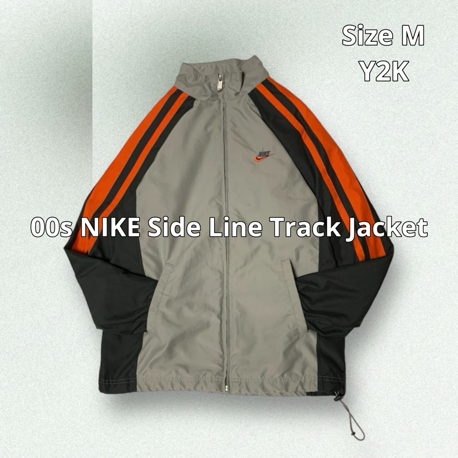 海外限定】 00s NIKE ナイキ トラックジャケット ドローコード グレー 