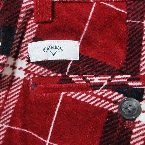 Callaway - キャロウェイ タグ付き パンツ ゴルフウェア チェック ベロア 赤 ■GY09 キャロウェイ CALLAWAY タグ付き パンツ ゴルフウェア チェック