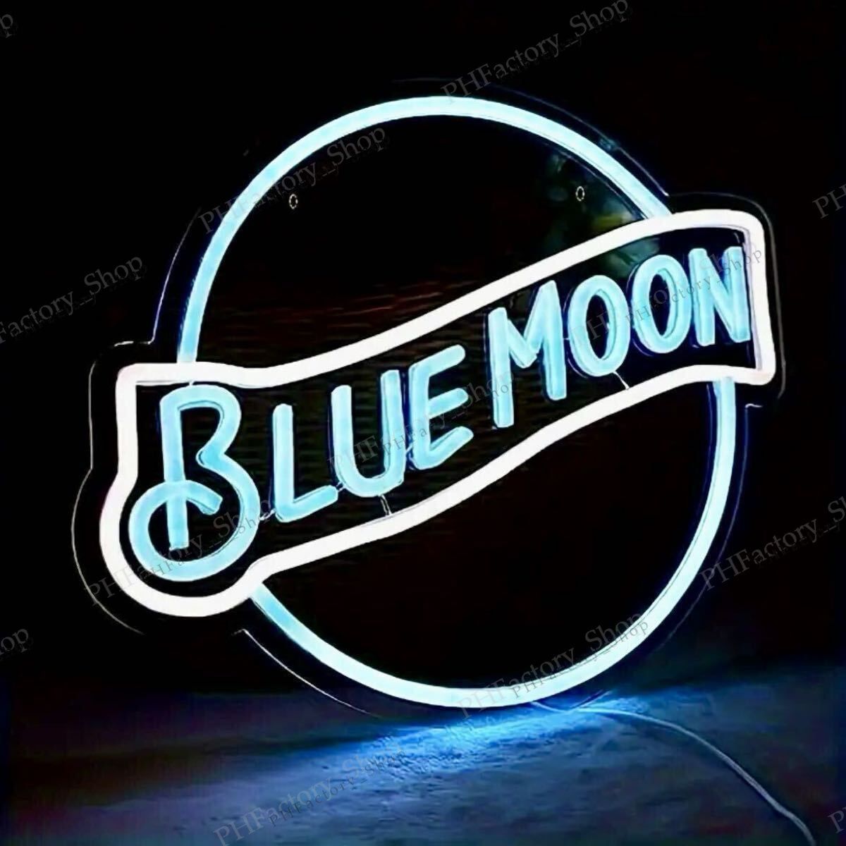 BlueMoon LEDネオンサイン ネオン看板 2色 青 USB電源 吊り下げ