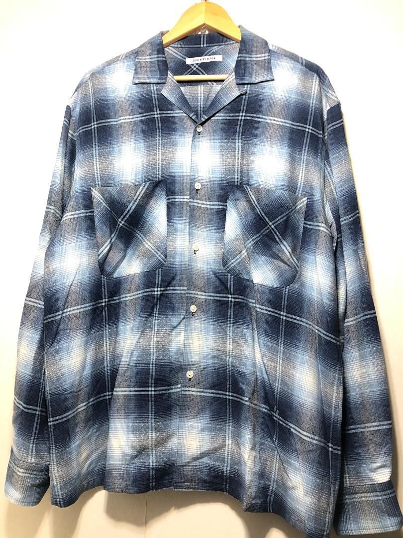063092 SEVEN BY SEVEN OPEN COLLAR SHEER SHIRTS L S 長袖 レーヨン オープン チェック シャツ M Modal boucle check セブンバイセブン 800-4150095