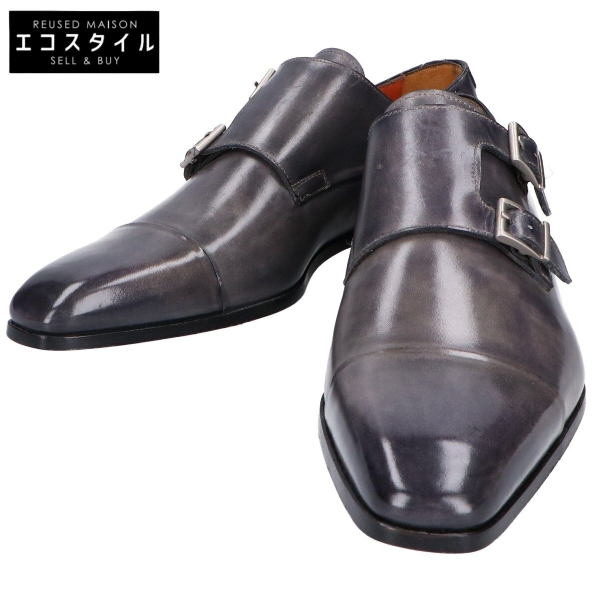 サントーニ ダブルモンク ネイビースエード Santoni サントーニ