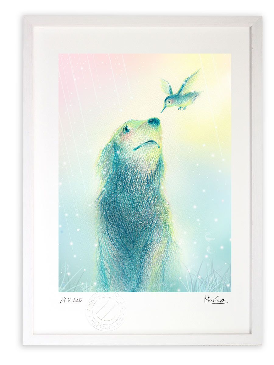 ☆坂本直行☆「エゾウサギギク」肉筆 ペン画 小作品20角額 未使用