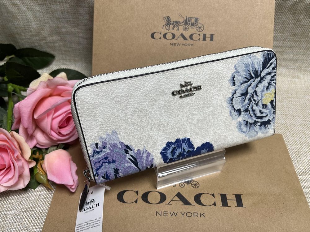 COACH 財布 コーチ 長財布 シグネチャー アコーディオン ラウンドファスナー ジッピーウォレット フローラル フラワープレゼント 贈り物 ギフト  長財布 レディース ファッション 新品 未使用 ブランド F - メルカリ