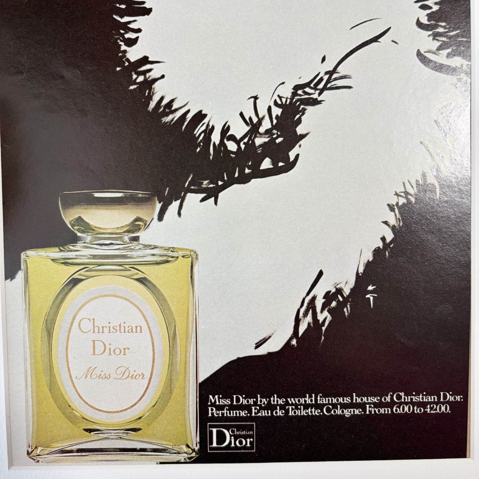 ＜1975 広告＞Dior ディオール Rene Gruau ルネ・グリュオ ポスター ヴィンテージ アートポスター フレーム付き 額縁 インテリア モダン おしゃれ かわいい 壁掛け ポップ  レトロ