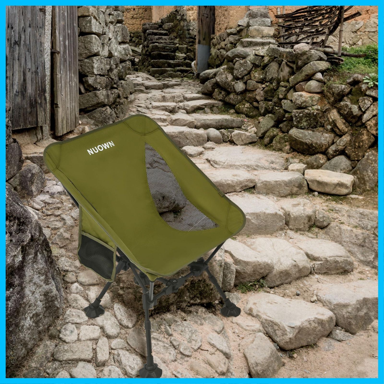 グリーン NUOWNアウトドアチェア 超軽量 折りたたみ式キャンプ椅子 高さ調整できる ポケット付けるキャンプチェア 不整地に対応 耐荷重150kg 緑 新着商品】NUOWNアウトドアチェア 超軽量 折りたたみ式キャンプ椅子 高