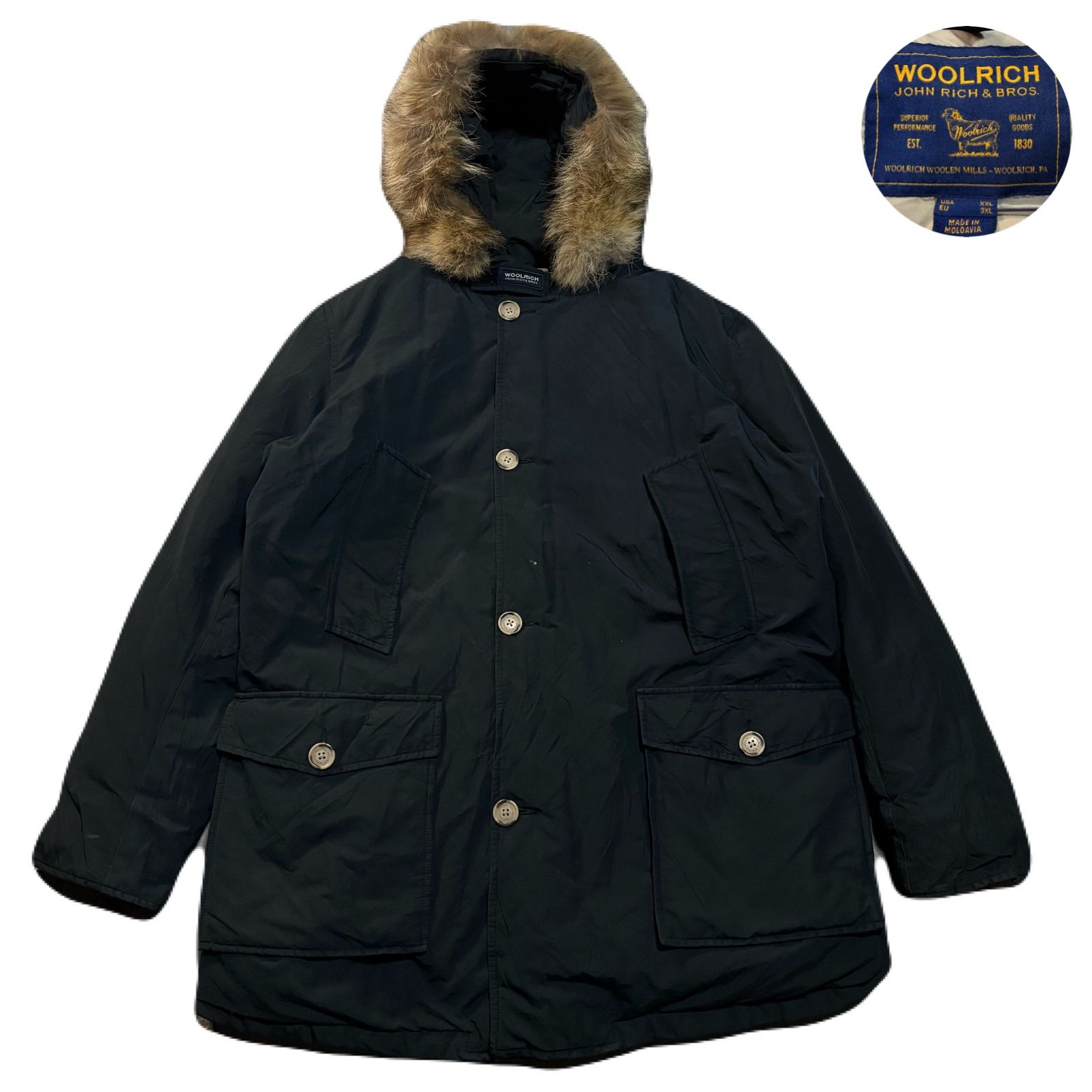 WOOLRICH ウールリッチ JOHNRICH&BROS ジョンリッチアンドブラザーズ ARCTICPARKA アークティックパーカー  DownJacket ダウンジャケット FurRemovable ファー付き取り外し可能 Navy ネイビー XXL - メルカリ