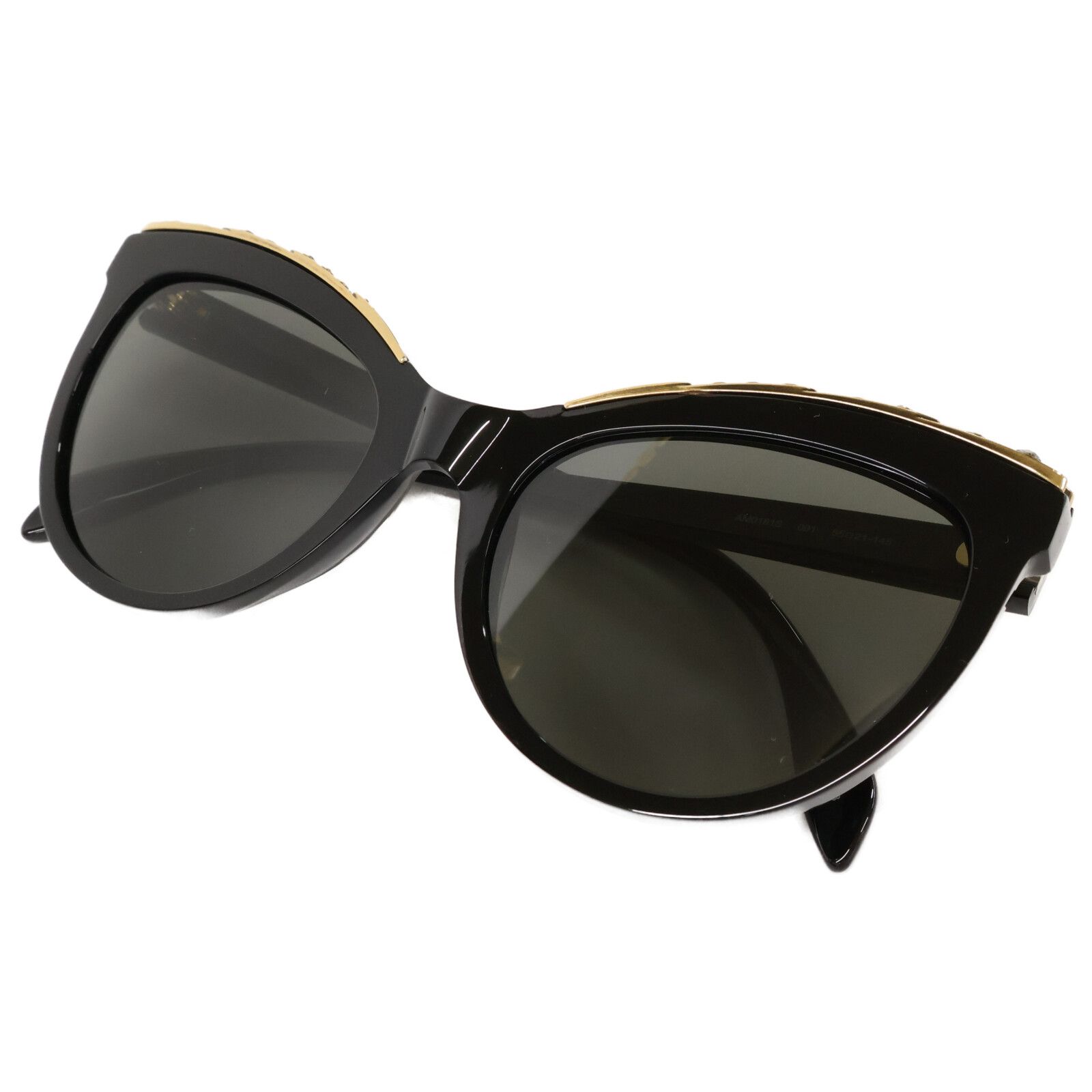 Alexander McQueen アレキサンダーマックイーン AM0181S 001 ビジュー キャットアイ 55 21-145