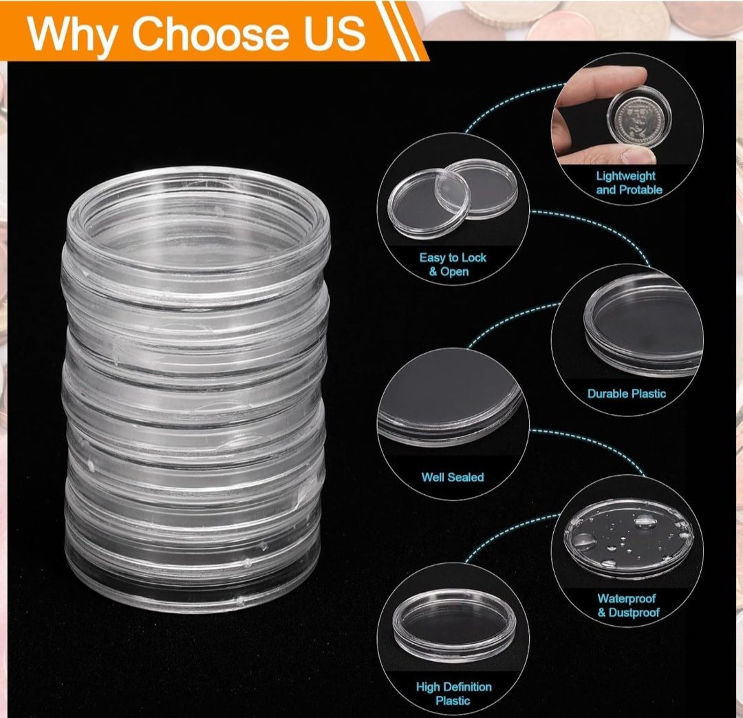 ☆uxcell 20個 30mm コインホルダー コイン収納 カプセル 軽量 コンパクト コインケース 小銭入れ 貨幣専用ケース 透明 プラスチック  クリアケース 貨幣収納 保管 - メルカリ