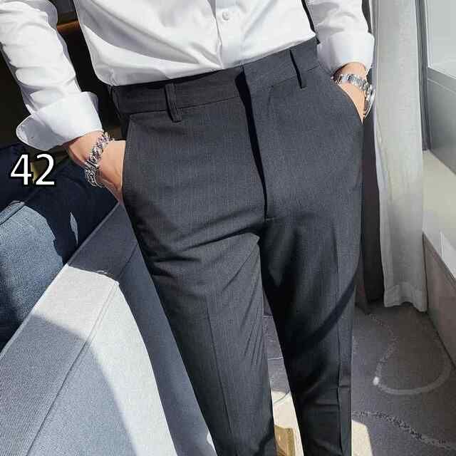 [42]メンズ ファッション 服 男性用 オシャレ シンプル 大人 かっこいい 大きいサイズ ストリート 紳士服 九分丈 ズボン ストライプ カジュアル パンツ スリム フィットパンツ ビジネス フォ