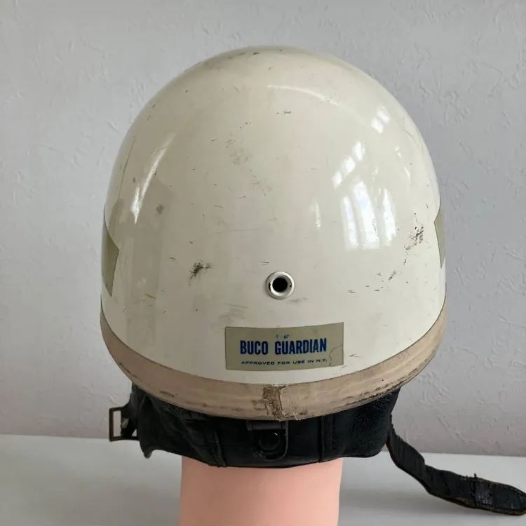 ROMER-HELM☆ビンテージヘルメット 1960年代 バイザー ハーフヘルメット Sサイズ アンティーク 当時物 ハーレー 旧車 バイク 白 黒  半帽 革 - メルカリ