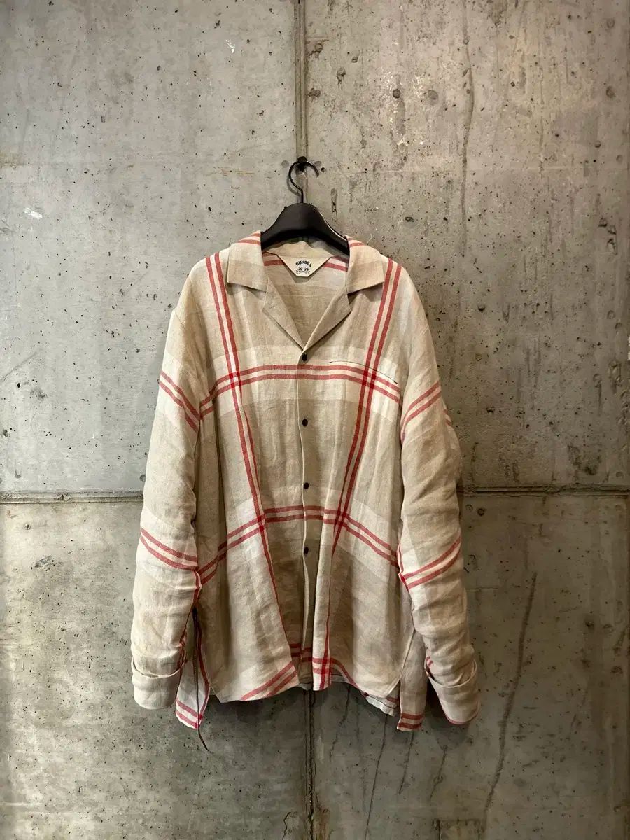 トップス sunsea 17ss linen check gigolo shirt トップス sunsea 17ss linen check gigolo shirt SUNSEA 17SS