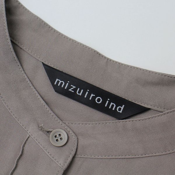 mizuiro ind ミズイロインド バンドカラーシャツワンピース/グレージュ ...