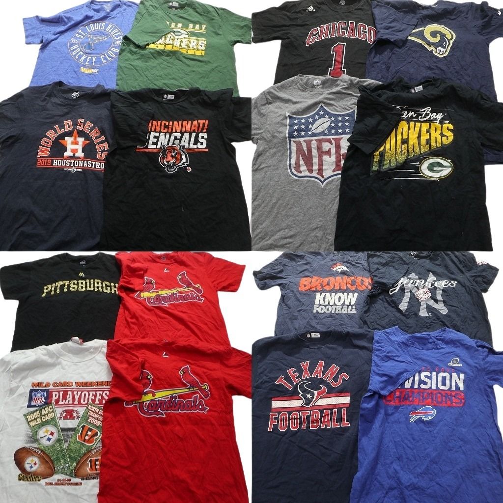 古着卸 プロチーム 半袖Tシャツ 16枚セット メンズ M NFL テキサンズ ブロンコス MLB カージナルス 古着 NA2160