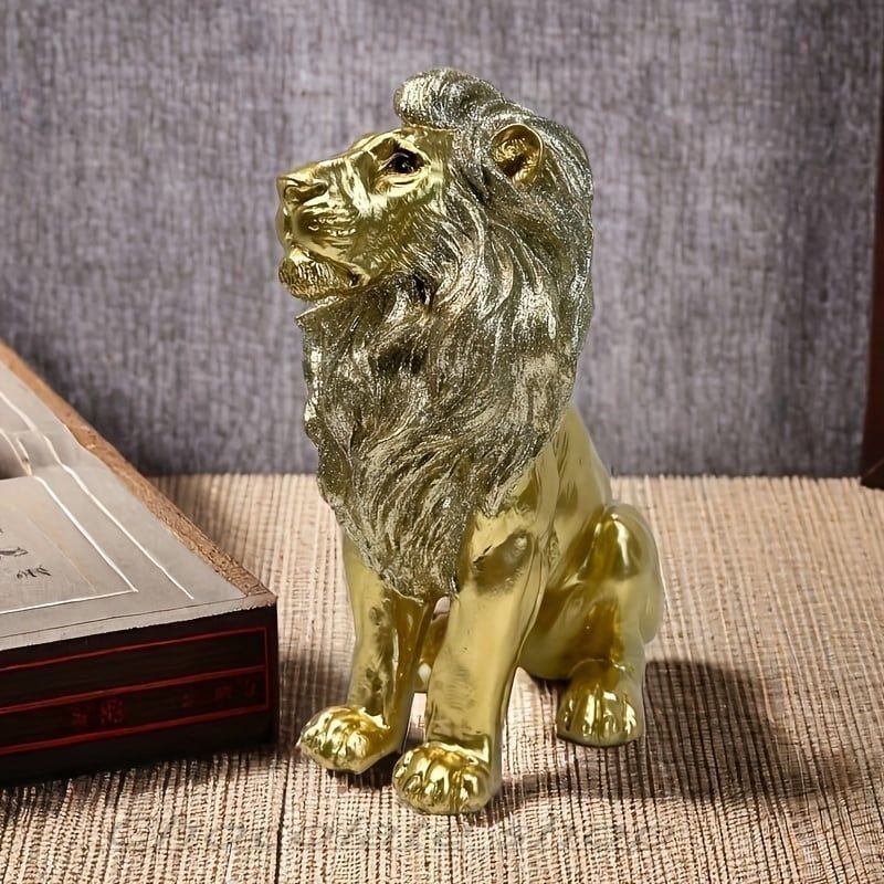 イタリア製アニマルオブジェゴールドライオン