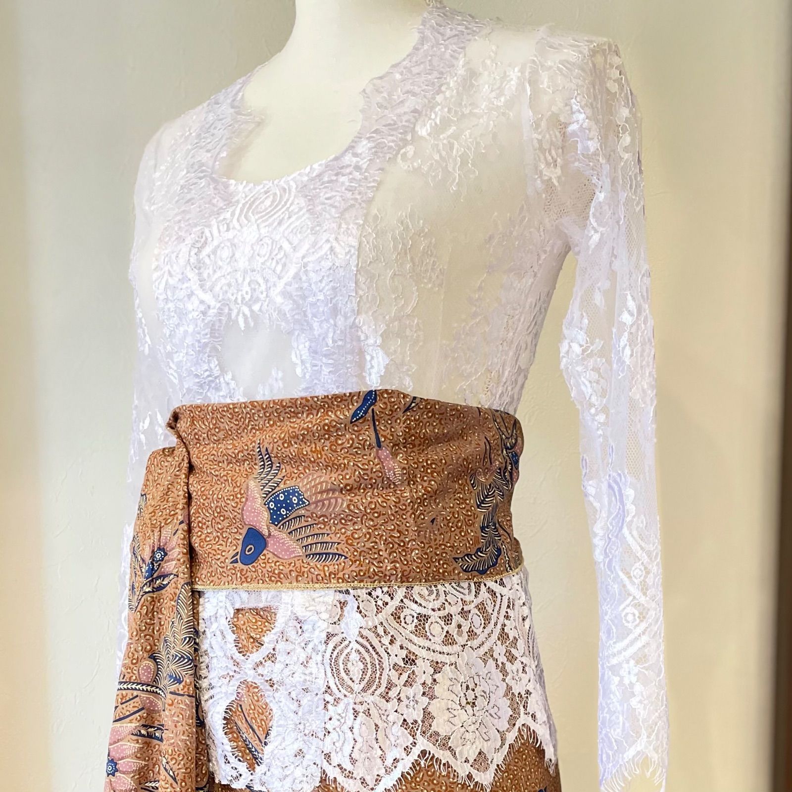 Kebaya クバヤ メタリック チュール【スノーホワイト】レーストップス