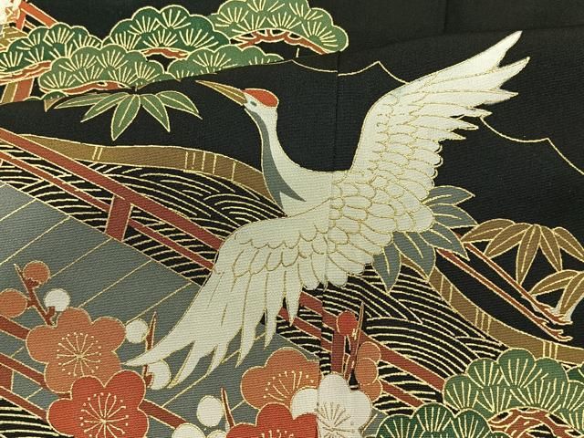 平和屋着物□豪華黒留袖 友禅 作家物 風景文 松竹梅 正絹 逸品 DAAR3431zy