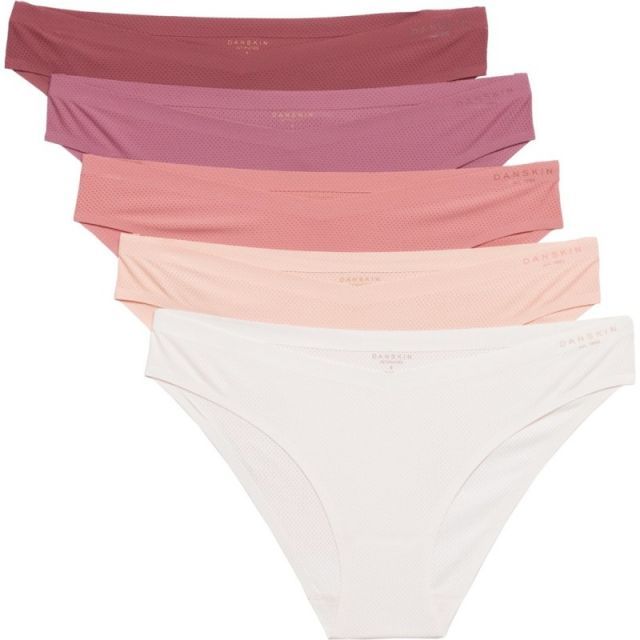 【送料無料】 ダンスキン レディース パンツ アンダーウェア Danskin Perforated Microfiber V-Front Panties - 5-Pack Bikini Briefs Coral Dune/Auburn/Delicacy/Ros
