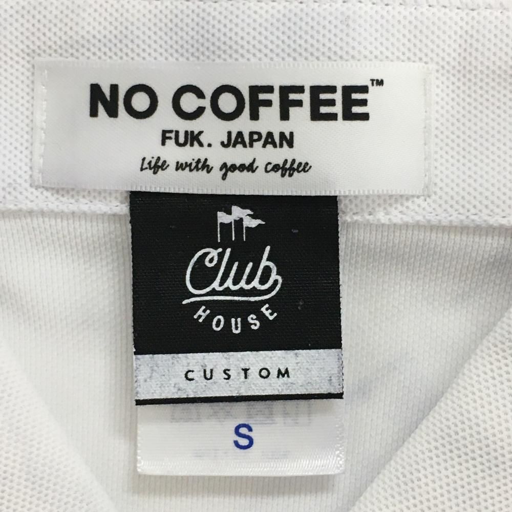 ノーコーヒー×クラブハウス 半袖ポロシャツ 白×黒 ボタンダウン
