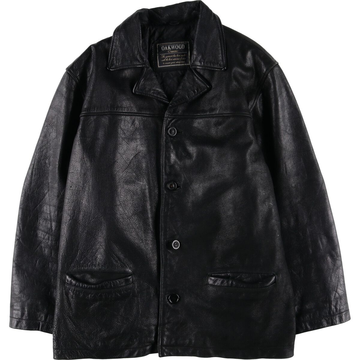 古着 OAKWOOD 中綿入り レザーカーコート メンズXXL相当/eaa520618
