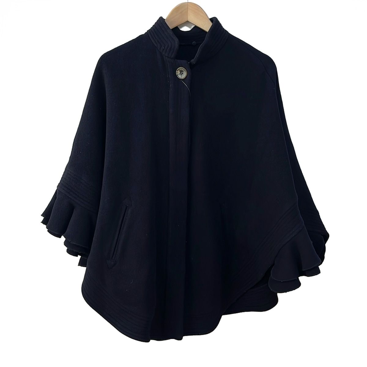 SOV. ソブ ダブルスタンダード ポンチョ レディース - ネイビー フリル|秋|冬