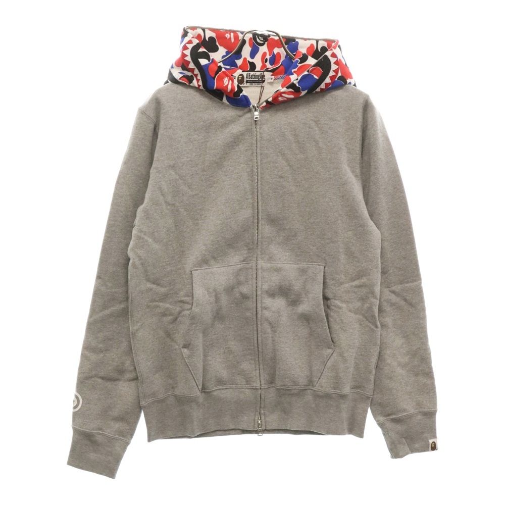 A BATHING APE (アベイシングエイプ) CAMO SHARK FULL ZIP HOODIE ロンドン 9周年記念 カモ シャーク フルジップ スウェット フーディ パーカー グレー 1870-115-053