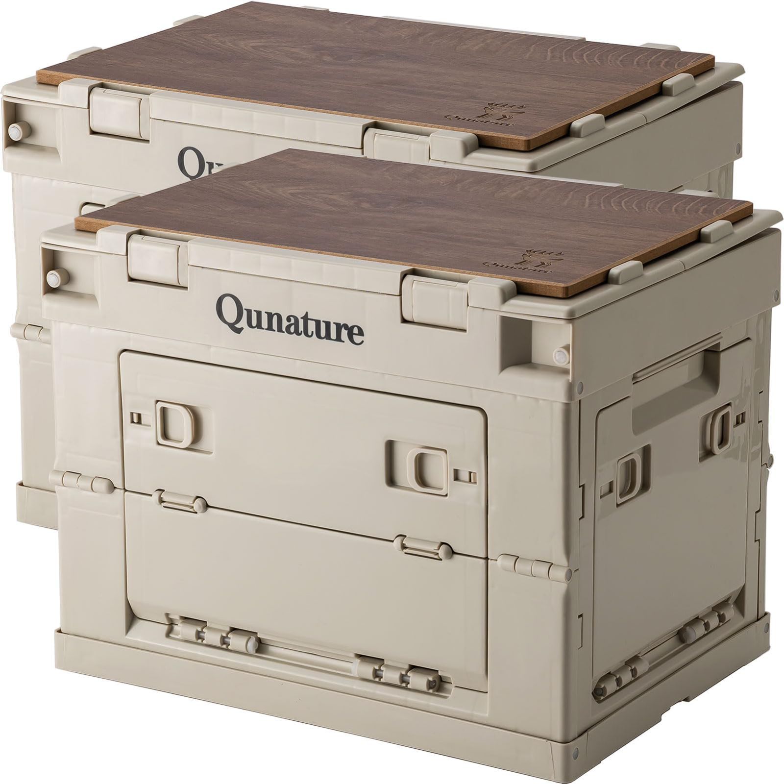 『数量限定』蓋付き 5面開き 収納 全方向から取り出せる 大容量 アウトドア用ボックス 収納ケース 強い耐荷重 キャンプ 積み重ね 組立簡単 折り畳み アウトドア キャンプサイト 収納ボックス 車 自宅 Qunature オフィス用 オリコン(26L36*26