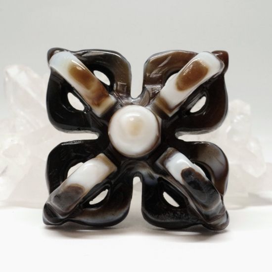 天眼石 カツマ (34mm) 十字金剛杵 チベット 密教法具 羯磨 天然石 天眼