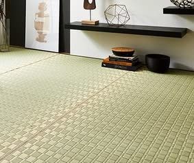 イケヒコ 純国産 掛川織 花ござ い草 敷物 カーペット グリーン 江戸間6畳 約261 352 cm