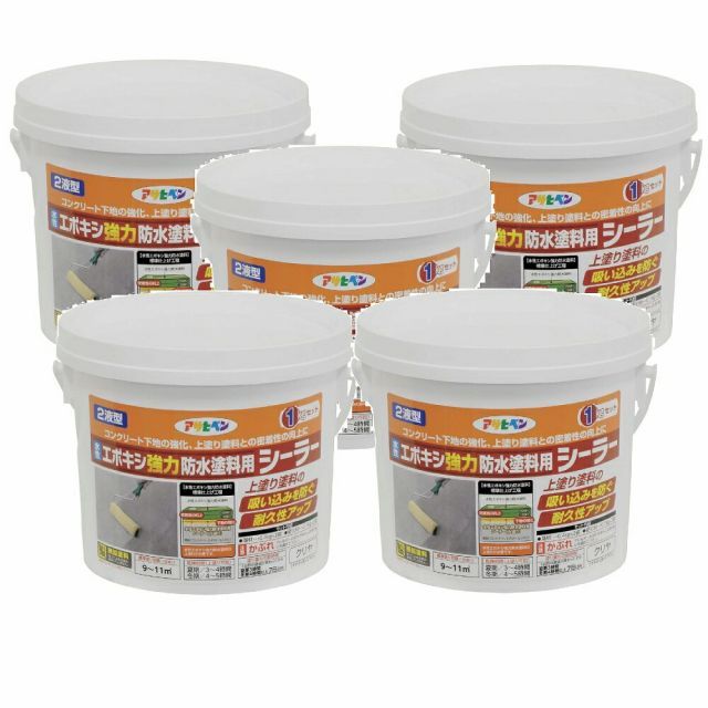 アサヒペン 水性エポキシ強力防水塗料用シーラー １ＫＧセット クリヤ 5個セット