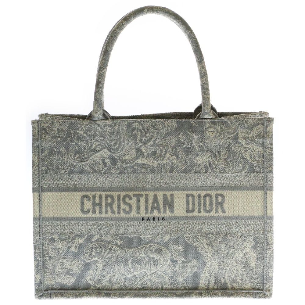 Christian Dior クリスチャンディオール Book Tote ブックトート トワル ドゥ ジュイ リバース エンブロイダリー ミディアム トートバッグ グレー