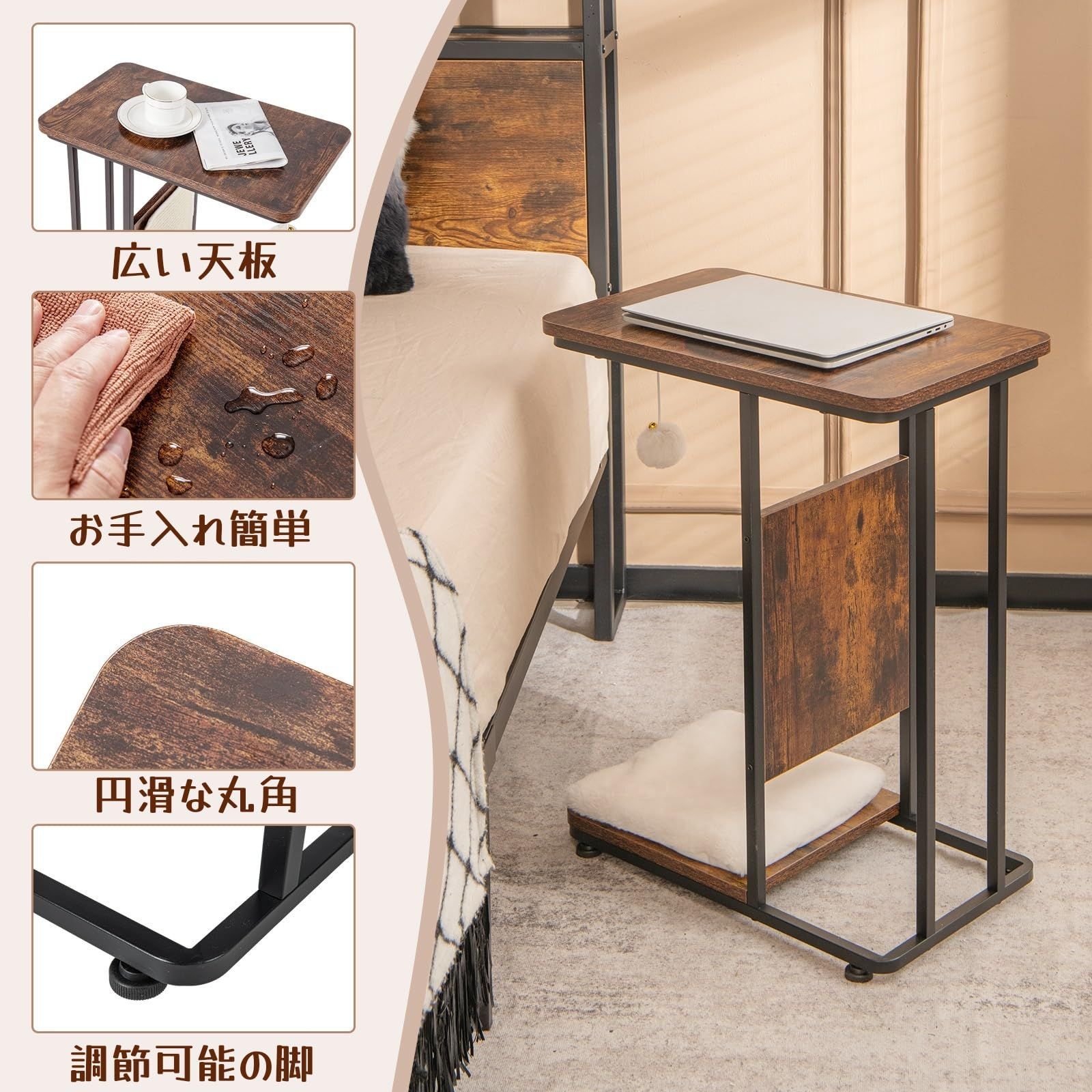 マルニ木工 マガジンラック付サイドテーブル 籐編み マルニ木工 マガジンラック付サイドテーブル 籐編み 籐 サイドテーブル