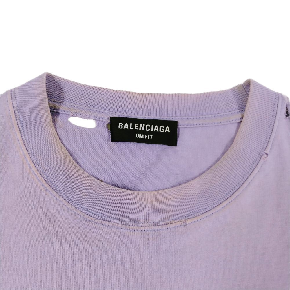 BALENCIAGA バレンシアガ 2021.651795 デストロイ加工 ロゴTシャツ  