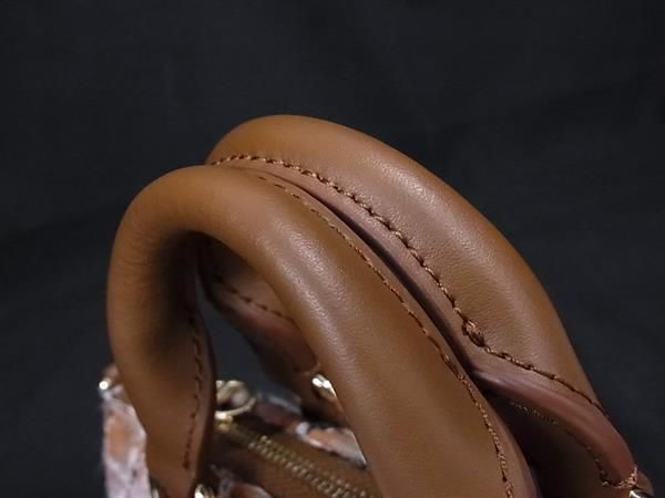 ■新品■未使用■ FURLA フルラ カリプソ ミニ ツイード×レザー 2WAY ハンドバッグ ショルダー オレンジ系×ブラウン系 BP1500 □新品□未使用□ FURLA フルラ カリプソ ミニ ツイード×レザー 2WAY